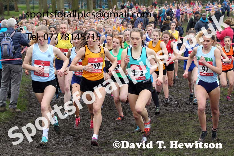 Senior girls, 2020 New Balance English Schools Champs., Sefton Park, Liverpool. Photo: David T. Hewitson/Sports for All Pics